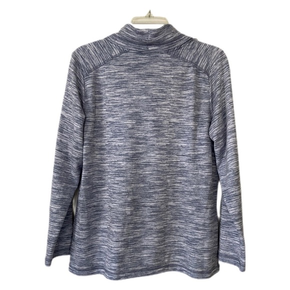 Karen Scott Sport Cowl Neck Tunic Top Blue Pattern Long Sleeve Size Medium - Picture 2 of 10
